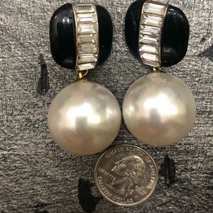 Vintage style large faux pearl earrings